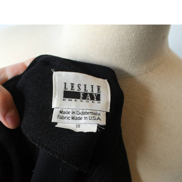 Vintage 80s 90s Pleated Black Dress 42" bust size 10 - Picture 10 of 10